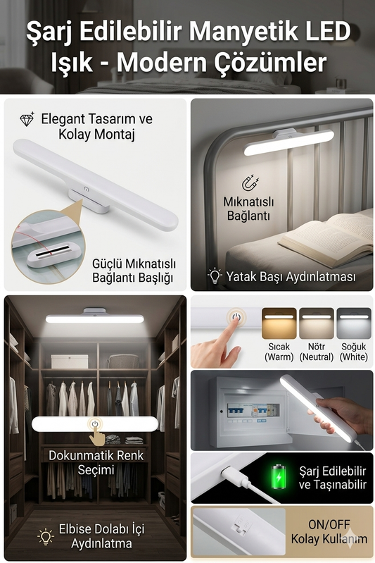 Şarj Edilebilir Manyetik LED Işık