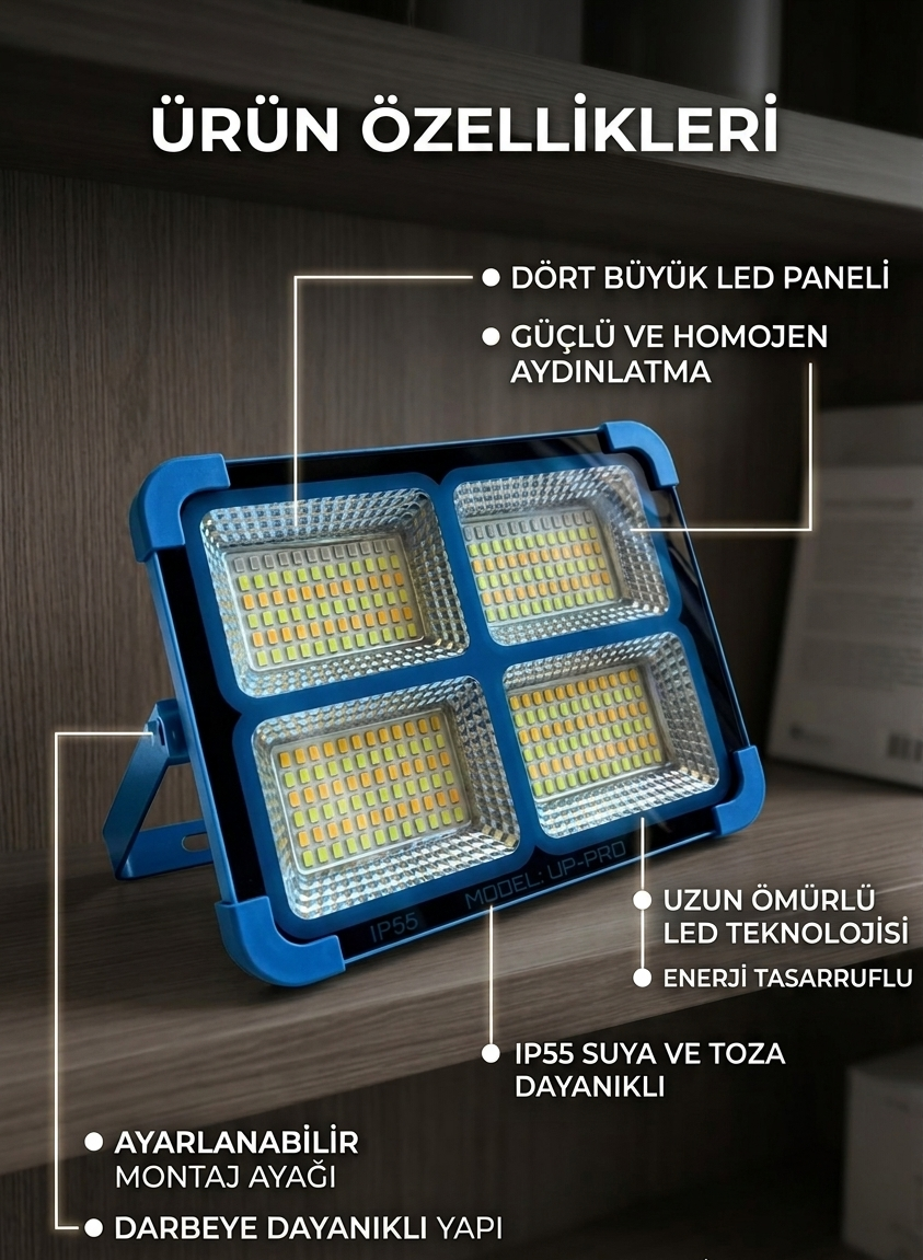 Çok Fonksiyonlu Solar Taşınabilir Projektör